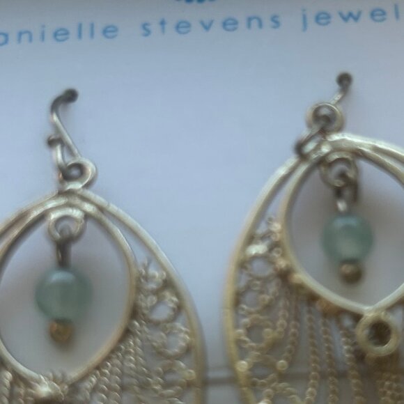 Danielle Stevens filigree gold tone dangle earrings - Picture 3 of 3